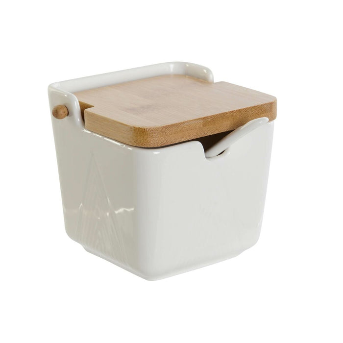 Zaharniță DKD Home Decor Alb Natural Bambus Porțelan 10,5 x 9 x 9 cm