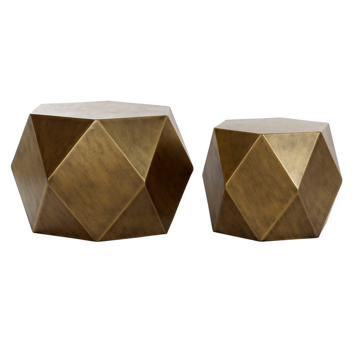 Set de 2 mese DKD Home Decor Auriu* Metal 68 x 68 x 45,5 cm