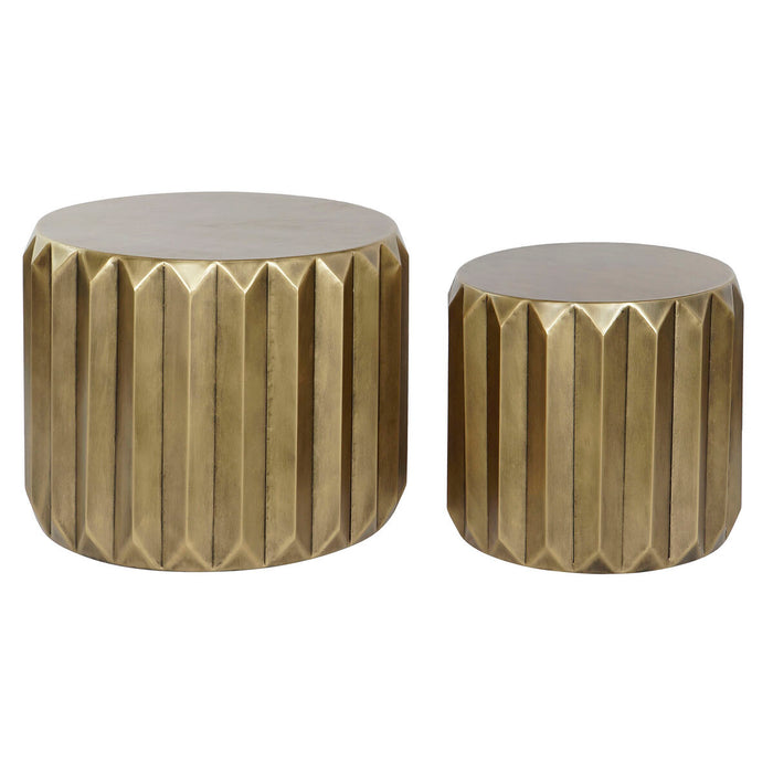 Set de 2 mese DKD Home Decor Auriu* Metal 64 x 64 x 50 cm