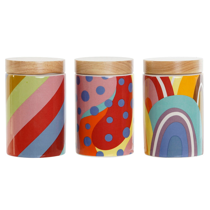 Staniu DKD Home Decor Multicolor Natural Bambus Dolomite 1 L 10 x 10 x 16 cm (3 Unități)