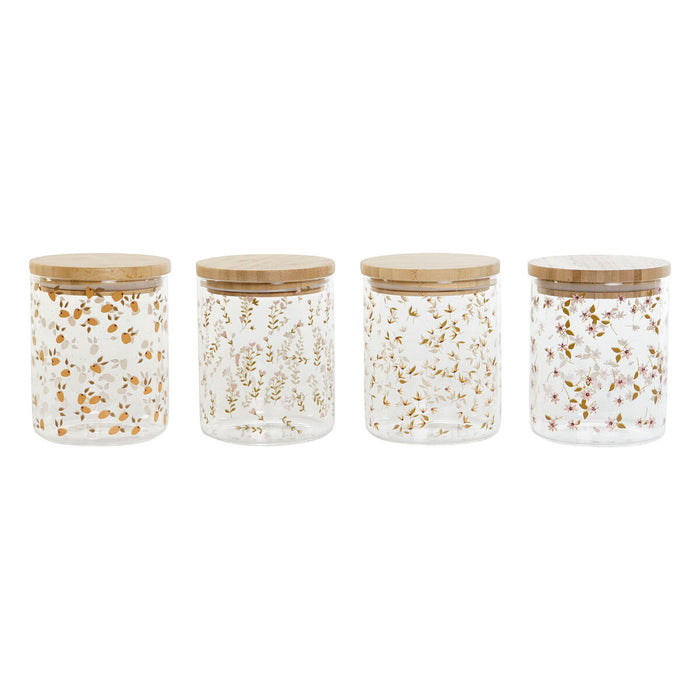 Staniu DKD Home Decor Bambus Sticlă borosilicată Shabby Chic 700 ml 10 x 10 x 12,5 cm (4 Unități)