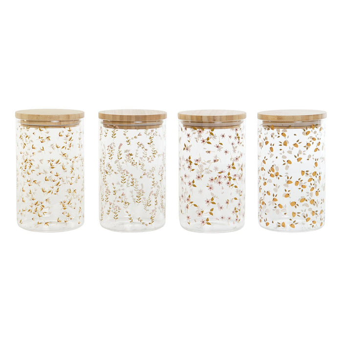 Staniu DKD Home Decor Bambus Sticlă borosilicată Shabby Chic 1 L 10 x 10 x 17 cm (4 Unități)