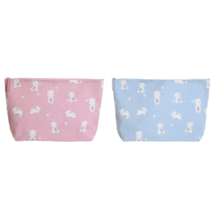 Trusă de Voiaj DKD Home Decor Albastru Roz polialgodon osos 33 x 8 x 21 cm (2 Unități)
