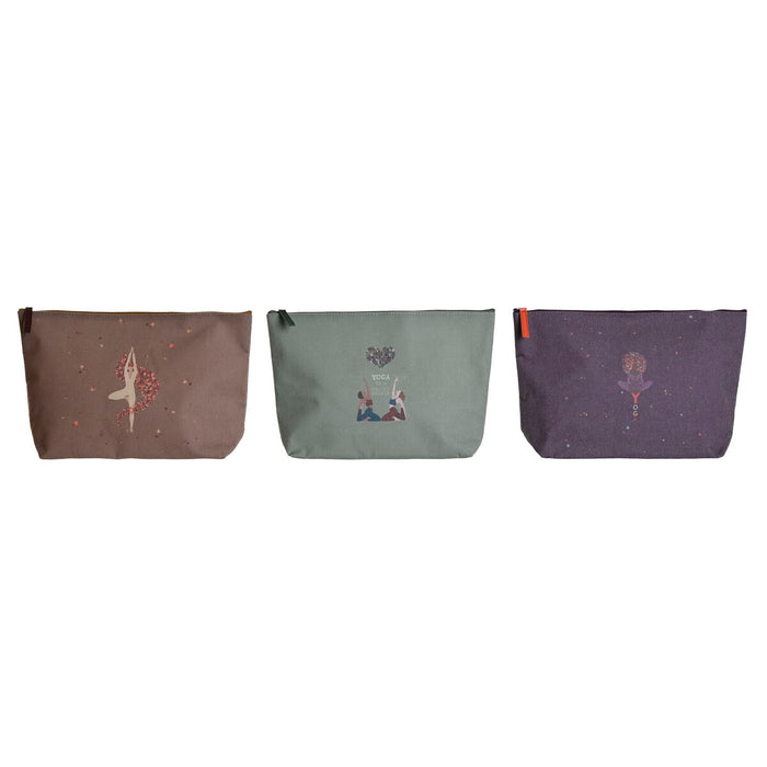 Trusă DKD Home Decor Maro Verde Bordo Pânză Yoga 33 x 8 x 20 cm (3 Unități)