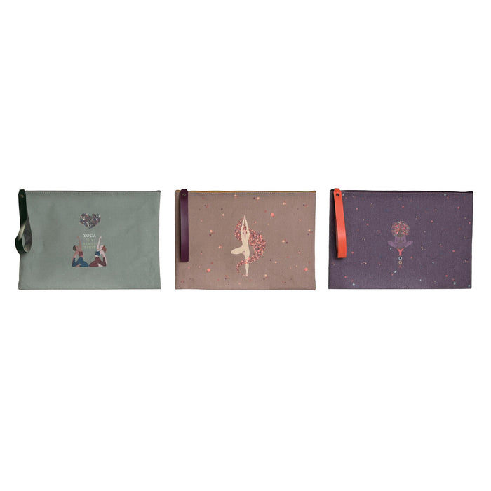 Trusă DKD Home Decor Maro Verde Bordo Pânză Yoga 31 x 1 x 21 cm (3 Unități)