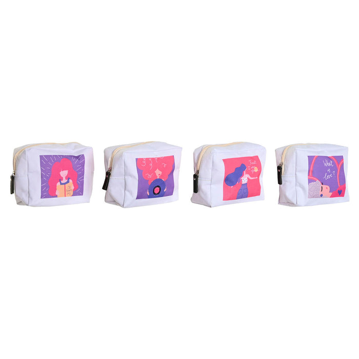 Trusă de Voiaj DKD Home Decor Alb polialgodon 15 x 6 x 12 cm (4 Unități)