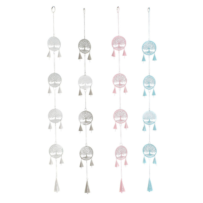 Decorațiune Suspendată DKD Home Decor Copac Alb Bej Gri Roz 7 x 3 x 96 cm (4 Unități)