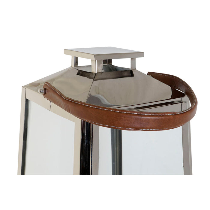 Lucerna DKD Home Decor Maro Argintiu Piele Geam Oțel Cromat 30 x 30 x 66 cm