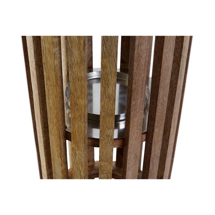 Suport de Lumânări DKD Home Decor Maro Argintiu Natural Geam Lemn de mango 20 x 20 x 50 cm