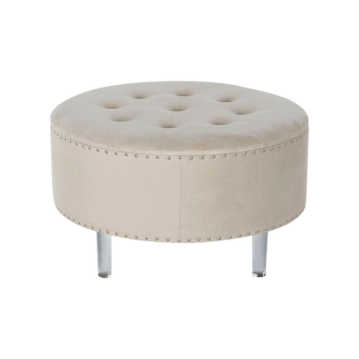 Banchetă DKD Home Decor Bej Argintiu Poliester Lemn MDF 80 x 80 x 43 cm