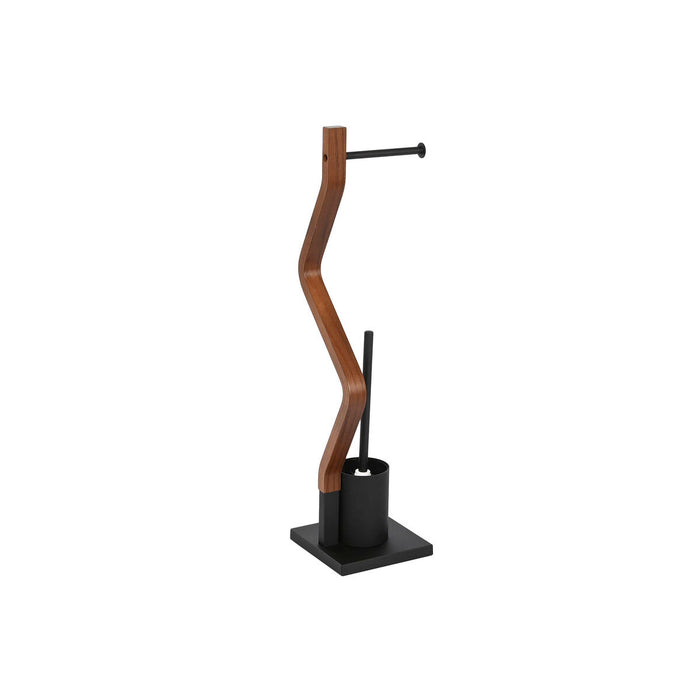 Perie pentru toaletă DKD Home Decor Maro Negru Metal Dub 18,5 x 18,5 x 75 cm