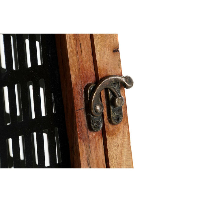 Suport de Lumânări DKD Home Decor Negru Natural Metal Lemn de mango 20 x 20 x 38 cm