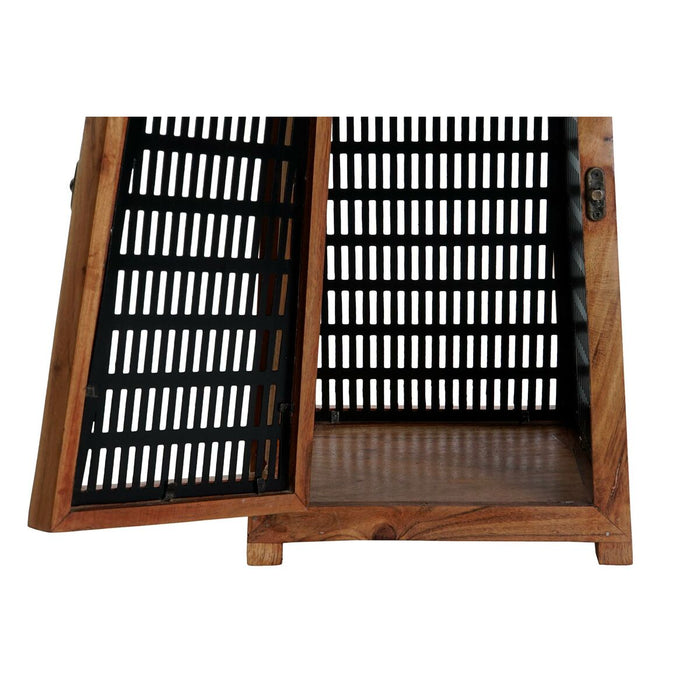 Suport de Lumânări DKD Home Decor Negru Natural Metal Lemn de mango 20 x 20 x 38 cm