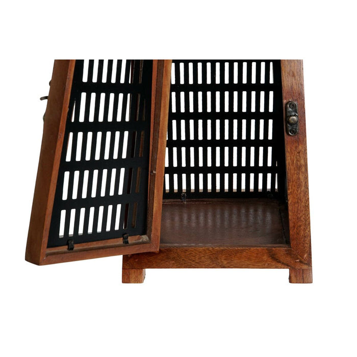 Suport de Lumânări DKD Home Decor Negru Natural Metal Lemn de mango 15 x 15 x 26 cm