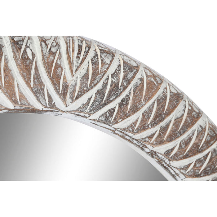 Oglindă de perete Home ESPRIT Alb Maro Lemn de mango murat Gravare 90 x 4 x 90 cm