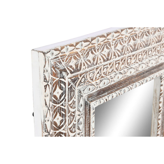 Oglindă de perete Home ESPRIT Alb Maro Lemn de mango murat Gravare 62 x 4 x 100 cm