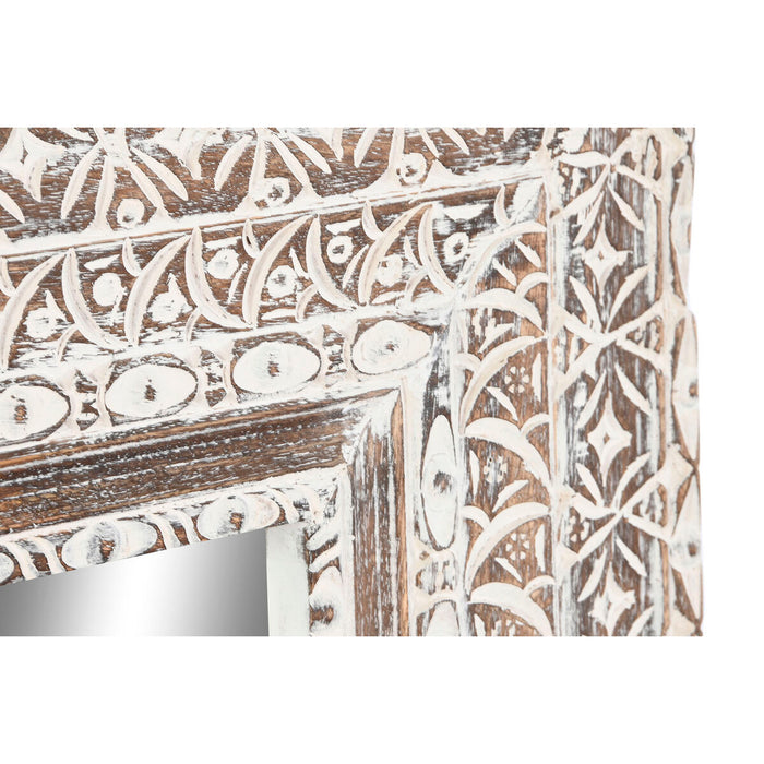 Oglindă de perete Home ESPRIT Alb Maro Lemn de mango murat Gravare 62 x 4 x 100 cm