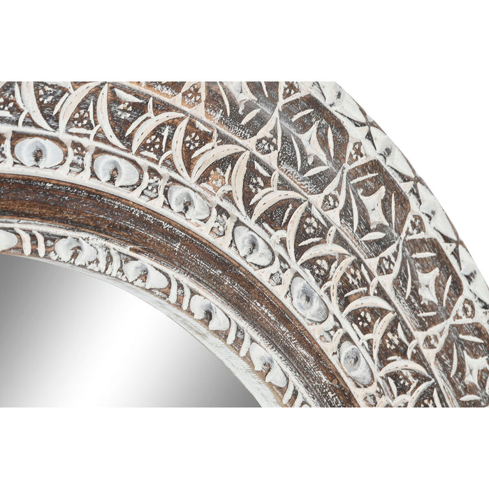 Oglindă de perete Home ESPRIT Alb Maro Lemn de mango murat Gravare 90 x 4 x 90 cm