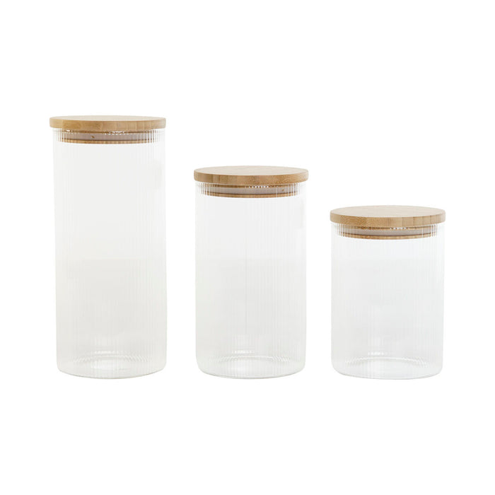 Set de 3 tuburi Home ESPRIT Transparent Silicon Bambus Sticlă borosilicată 10 x 10 x 22,3 cm