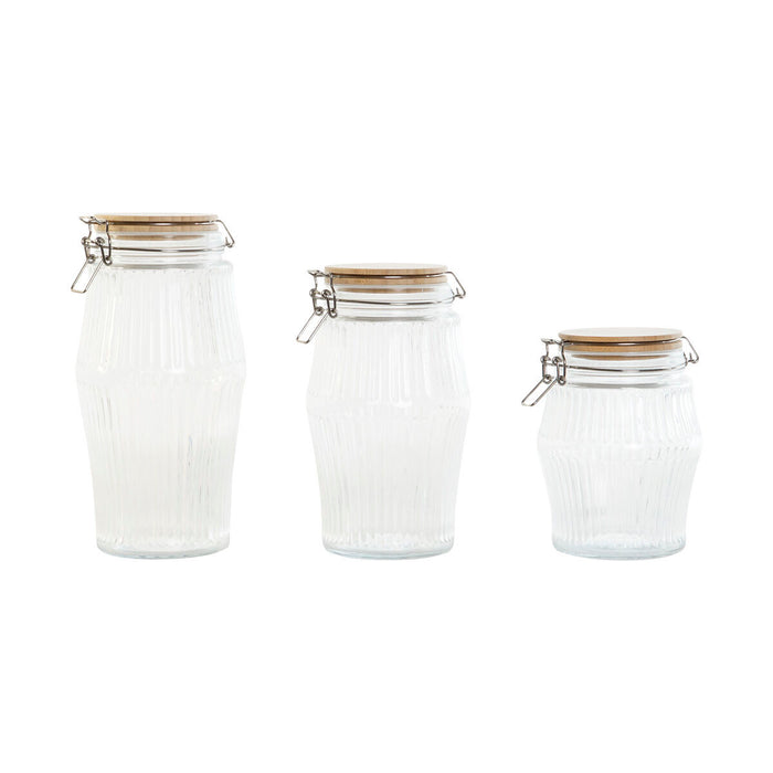 Set de 3 tuburi Home ESPRIT Transparent Silicon Bambus Geam 13,5 x 13,5 x 27 cm