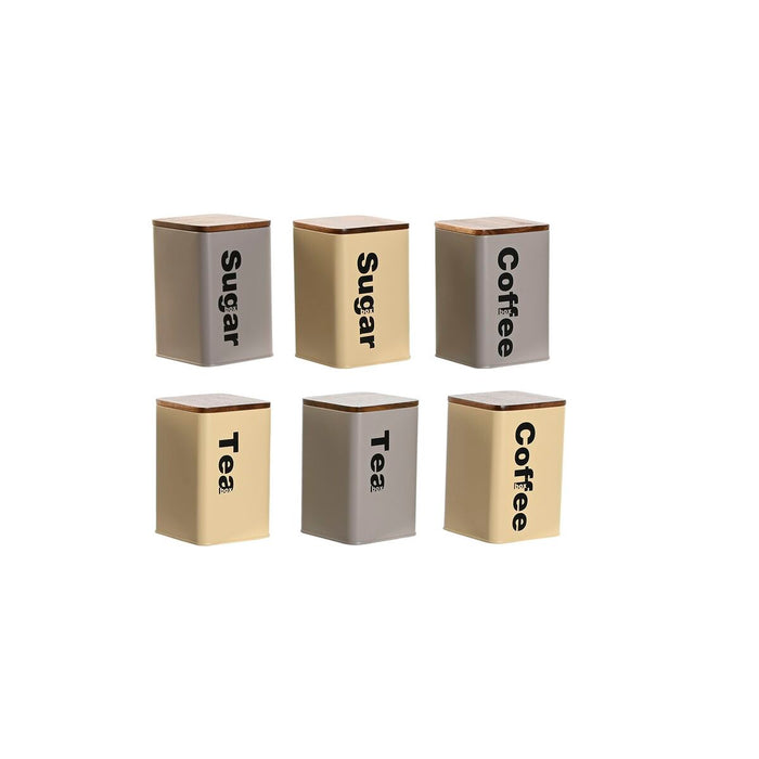 Staniu Home ESPRIT Bej Gri Maro închis Metal Bambus 10 x 10 x 14,5 cm (6 Unități)