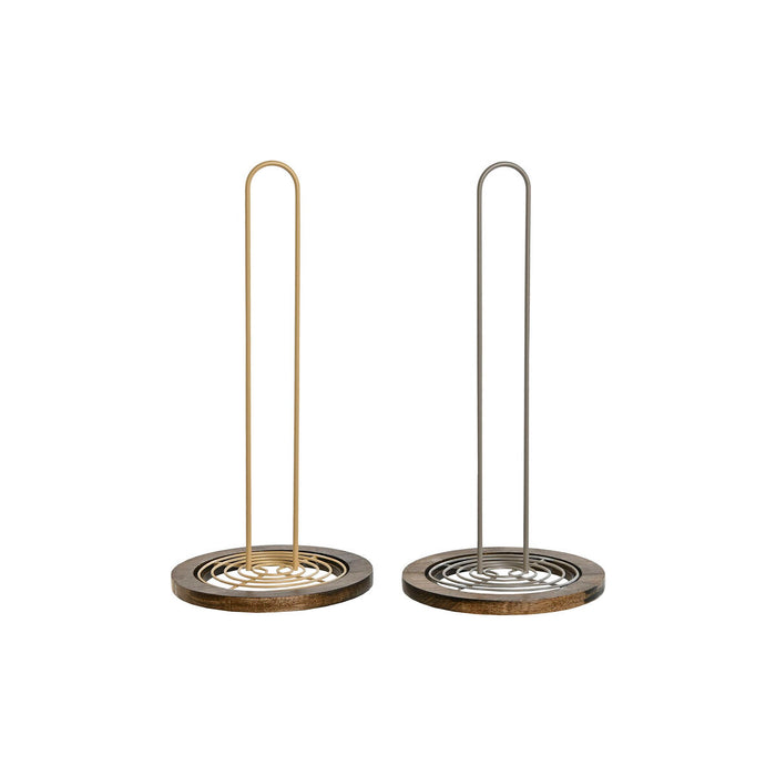Suport pentru hârtie de bucătărie Home ESPRIT Bej Gri Maro închis Metal Lemn de cauciuc 15 x 15 x 31 cm (2 Unități)