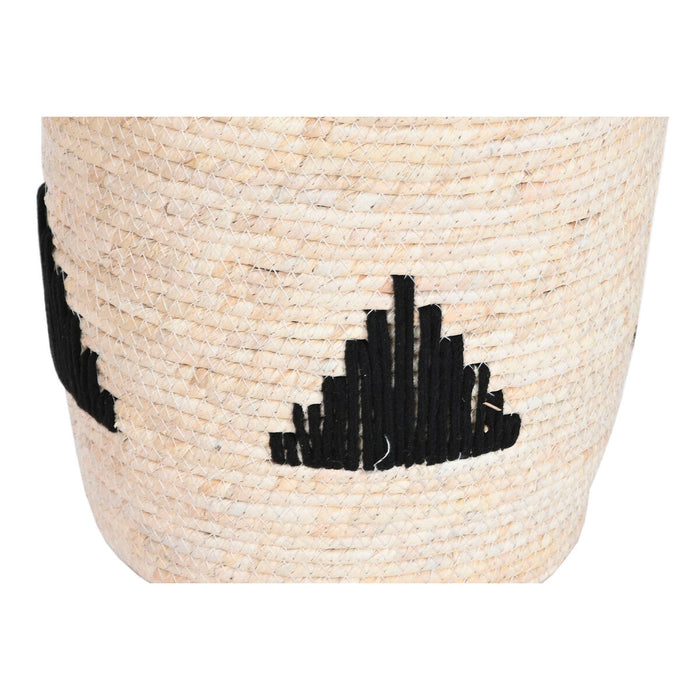 Set de Coșuri Home ESPRIT Negru Gri Natural Iarbă de mare Boho 33 x 33 x 40 cm (2 Unități)