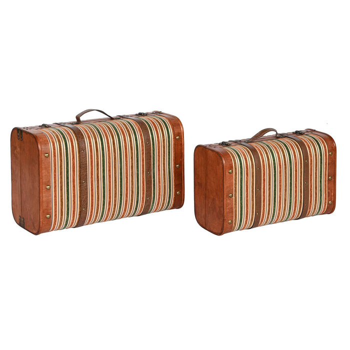 Set de Cufere Home ESPRIT Maro Multicolor Lemn Pânză Colonial 60 x 24 x 37,5 cm (2 Unități)