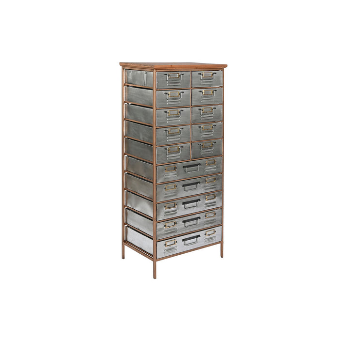 Dulap cu Sertare Home ESPRIT Maro Gri Argintiu Natural Metal Brad Loft 53,5 x 33,5 x 120,5 cm