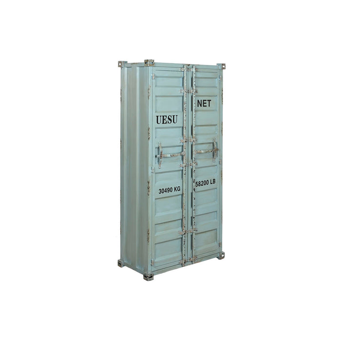Suport pentru Sticle Home ESPRIT Turquoise Metal Lemn MDF 76,5 x 39,5 x 157,5 cm