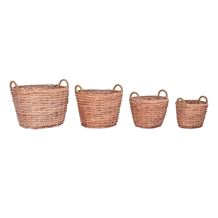 Depozit de lemne Home ESPRIT Maro închis Gri deschis răchită Въже 71 x 62 x 57 cm (4 Unități)