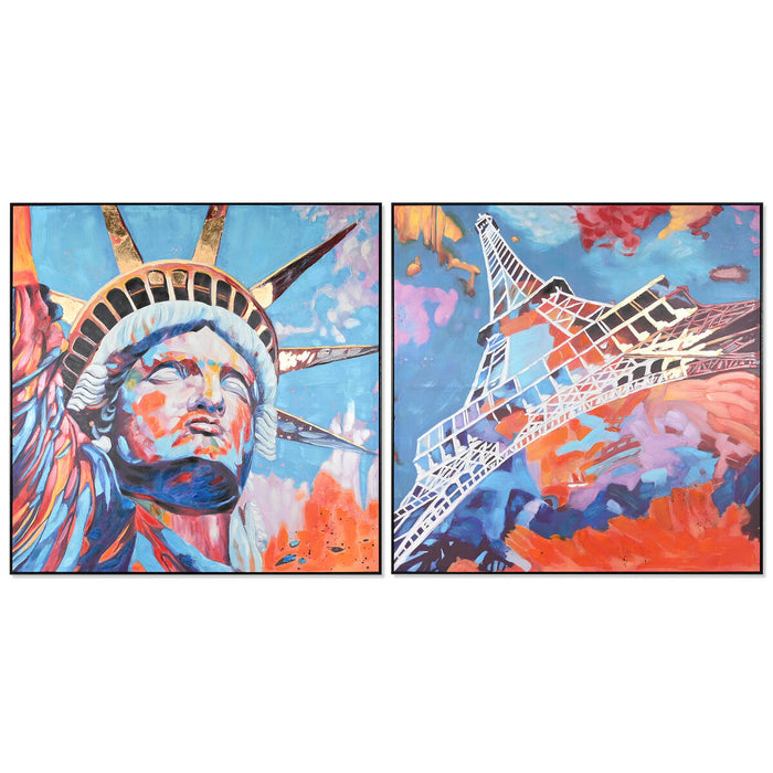 Tablou Home ESPRIT Modern 150 x 3,5 x 150 cm (2 Unități)