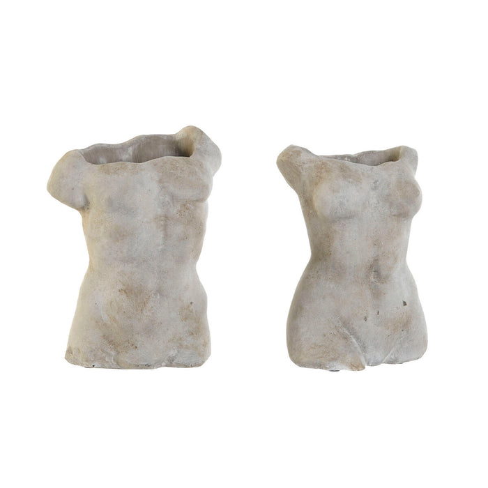 Vază Home ESPRIT Gri Цимент Modern Bust Finisaj învechit 19 x 13 x 29 cm (2 Unități)