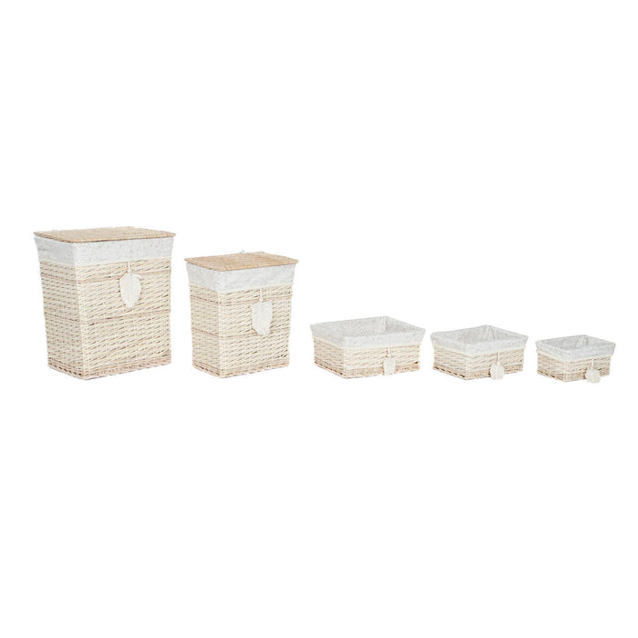Set de Coșuri Home ESPRIT Crem Natural 47 x 35 x 55 cm