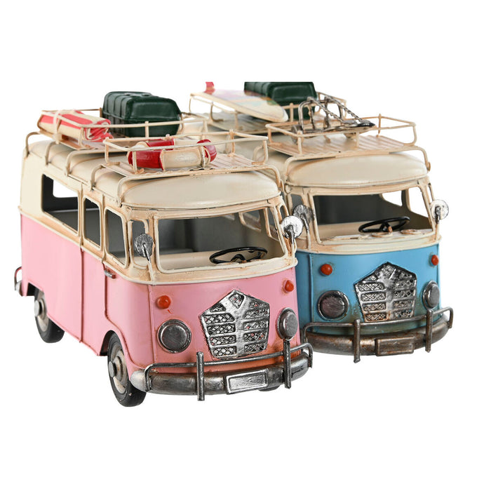 Figură Decorativă Home ESPRIT Furgonetă Roz Albastru celest 27 x 10 x 16 cm (2 Unități)