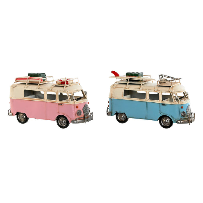 Figură Decorativă Home ESPRIT Furgonetă Roz Albastru celest 27 x 10 x 16 cm (2 Unități)
