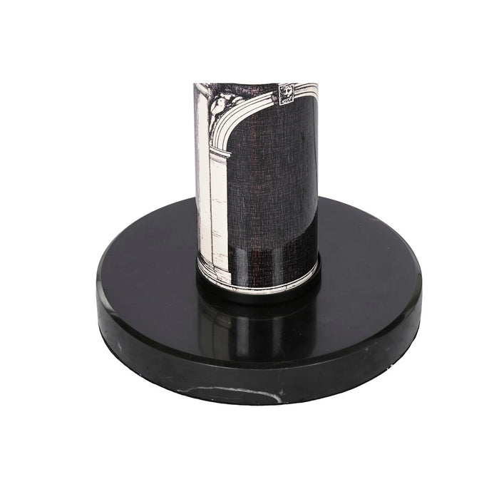 Lampă cu Picior Home ESPRIT Alb Negru Auriu* Metal Porțelan polipropilenă 25 x 25 x 166 cm