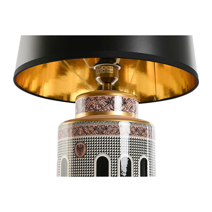 Lampă de masă Home ESPRIT Alb Negru Auriu* Piersică Porțelan 40 x 40 x 67 cm