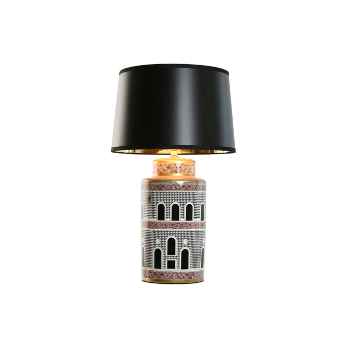 Lampă de masă Home ESPRIT Alb Negru Auriu* Piersică Porțelan 40 x 40 x 67 cm