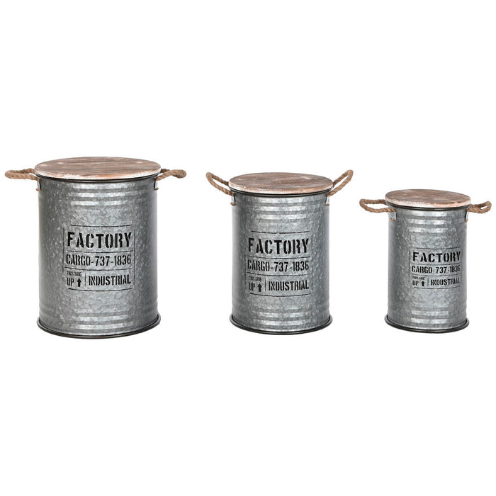 Set de Cufere Home ESPRIT Argintiu Maro închis Metal Vintage 38 x 38 x 48 cm