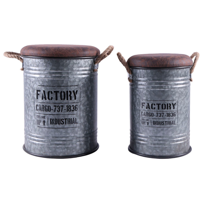 Set de Cufere Home ESPRIT Argintiu Maro închis Metal Vintage 37 x 37 x 50 cm