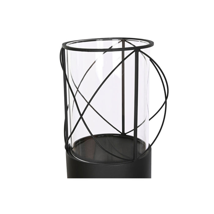 Set de Suporturi de Lumânări Home ESPRIT Negru Metal Geam 27 x 27 x 125 cm (2 Unități)