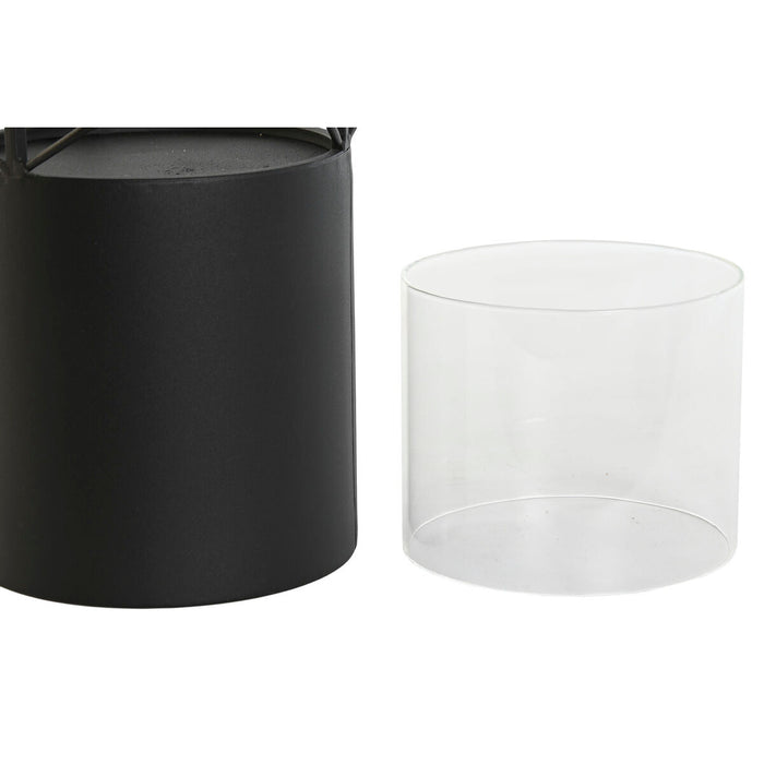 Suport de Lumânări Home ESPRIT Negru Metal Geam 24,5 x 24,5 x 46 cm (2 Unități)