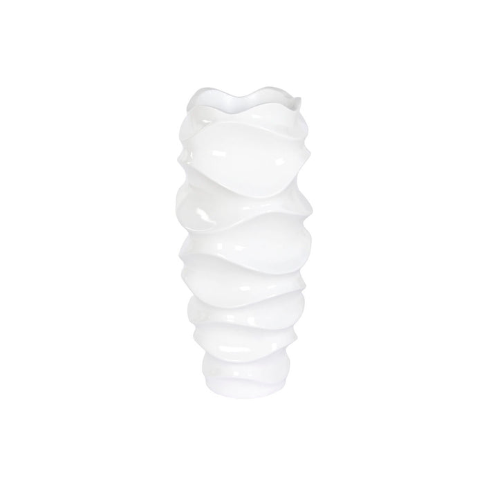 Ghiveci Home ESPRIT Alb Fibră de Sticlă Fibră Unde Modern 38 x 38 x 81 cm