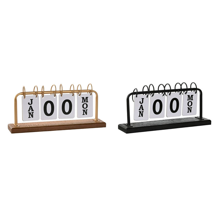Calendar de birou Home ESPRIT Negru Auriu* 29 x 13 x 6,5 cm (2 Unități)