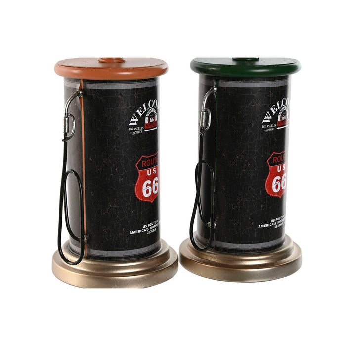 Stolní hodiny Home ESPRIT Negru Verde Portocaliu Metal polipropilenă Vintage 13 x 13 x 35 cm (2 Unități)