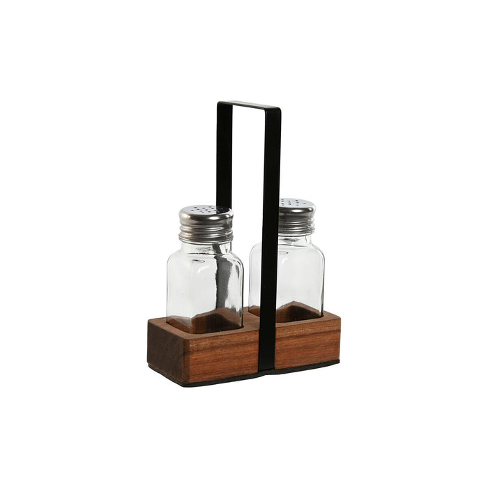 Solniță și Piperniță Home ESPRIT Negru Geam Lemn de salcâm 12 x 6 x 17,5 cm