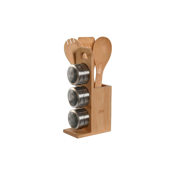 Suport pentru ustensile de bucătărie Home ESPRIT Bambus Oțel inoxidabil 8 x 13 x 27 cm 6 Piese