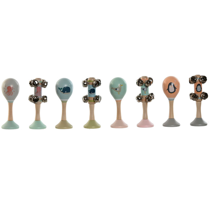 Jucărie muzicală Home ESPRIT Lemn 11,5 x 2 x 15,5 cm Maracase (4 Unități)