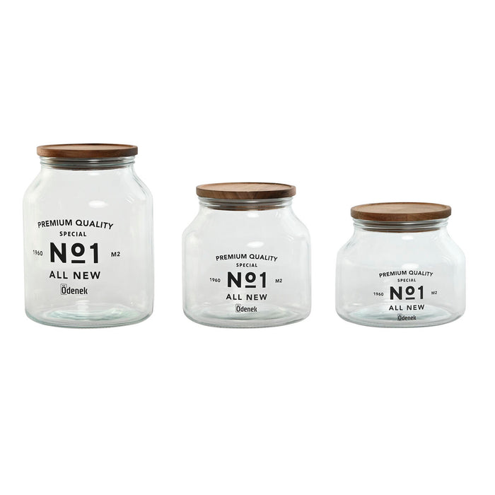 Set de 3 tuburi Home ESPRIT Natural Geam Salcâm 1,5 L 2 L 3 L 16 x 16 x 21 cm